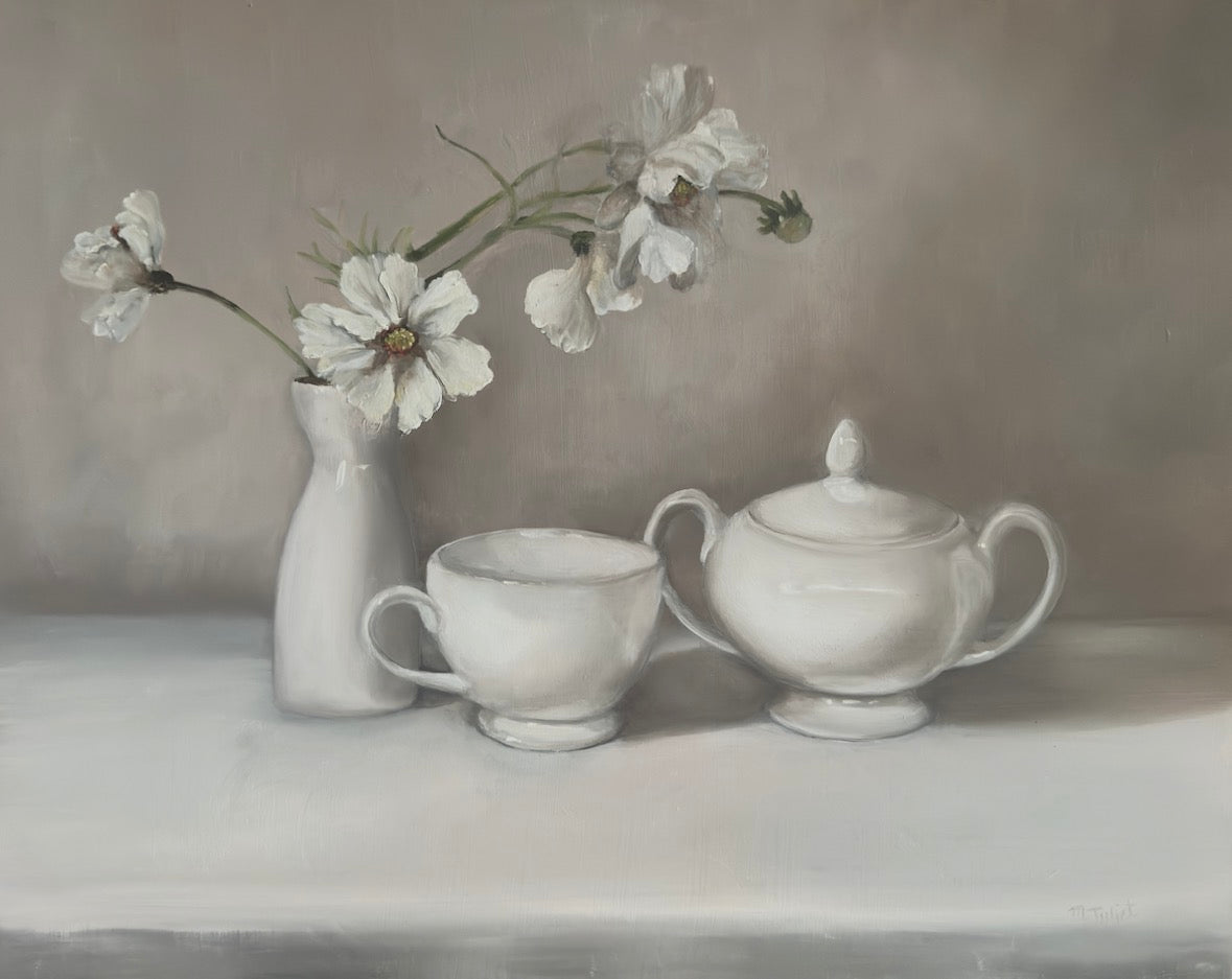 Arrangement in White with Cosmos