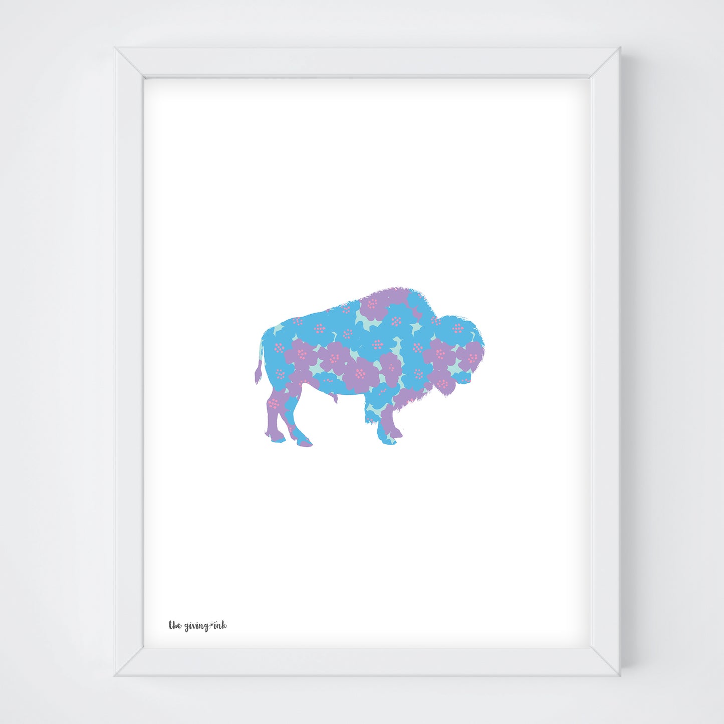 Floral Paper Bison - Giclee Print