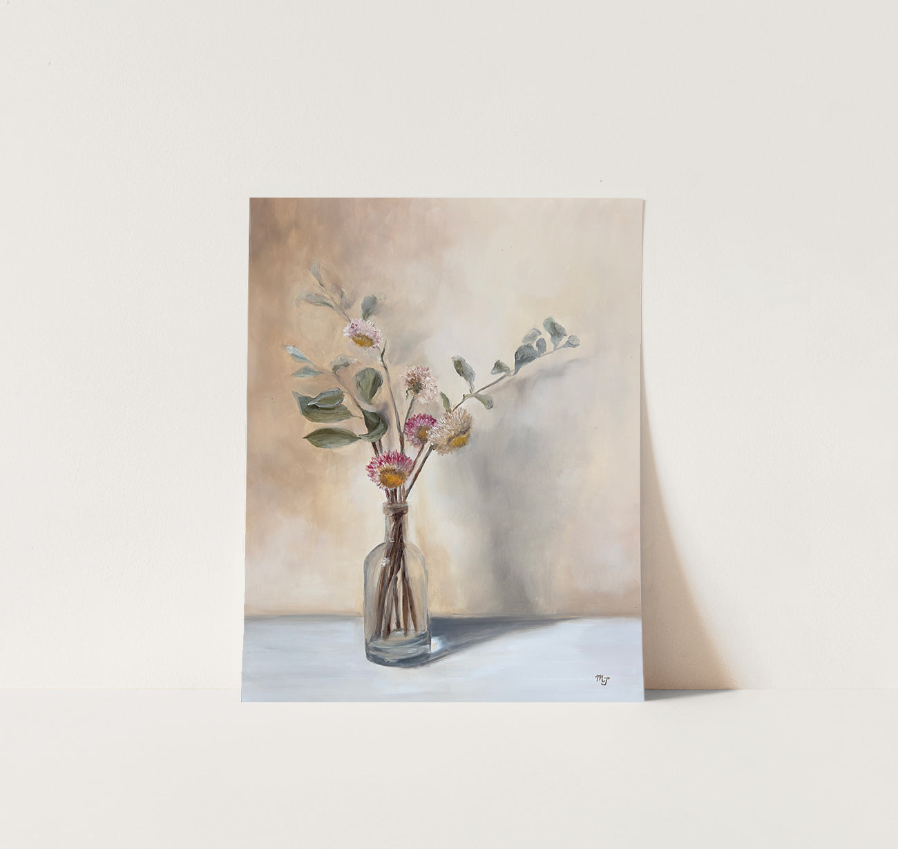 Dried Strawflowers in Glass Vase - Giclée Print