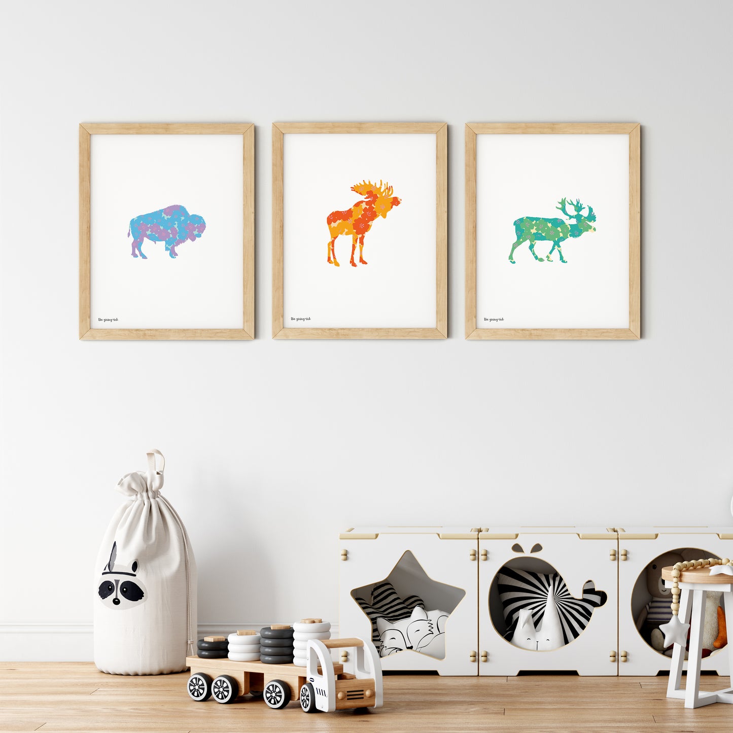 Floral Paper Bison - Giclee Print