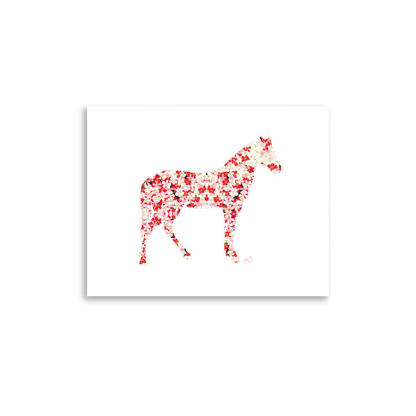 Red Blossom Horse Art Print