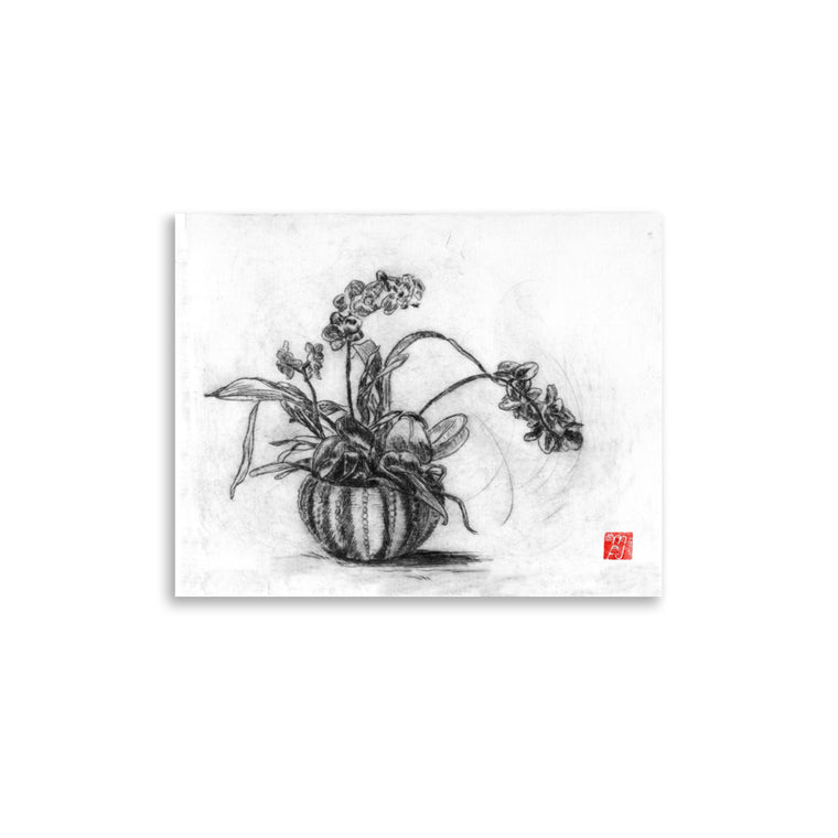 Planted Orchid etching Art Print