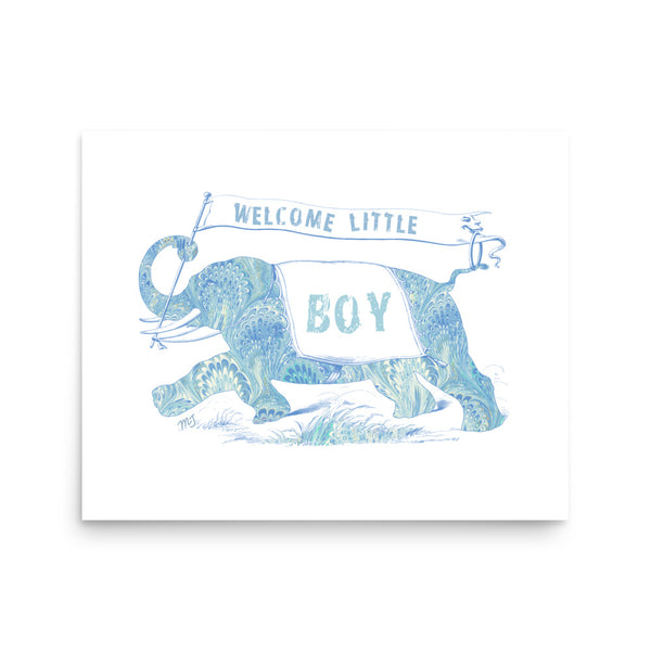 Italian Paper Elephant Welcome Boy Art Print