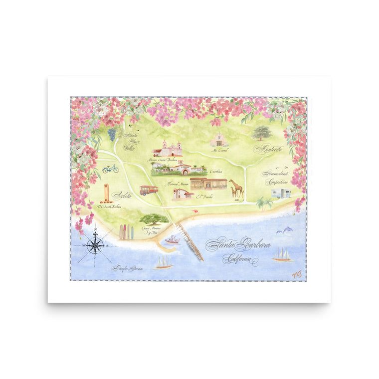 Santa Barbara Map Art Print