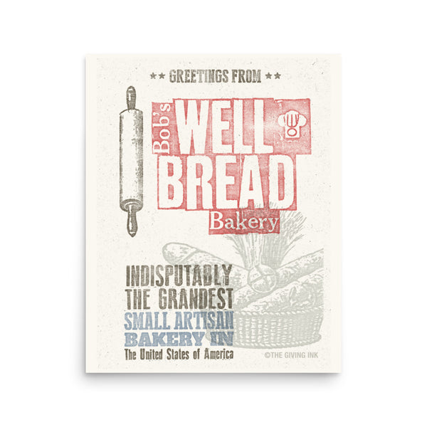 Bob's Well Bread Woodblock Poster