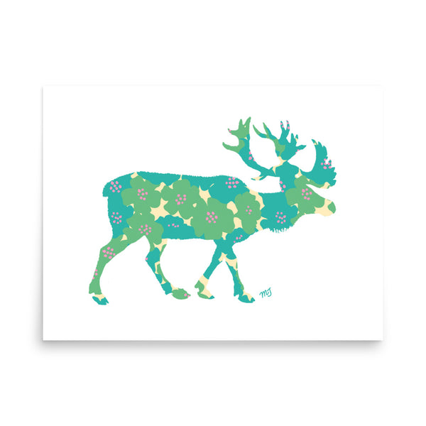 Floral Elk Art Print