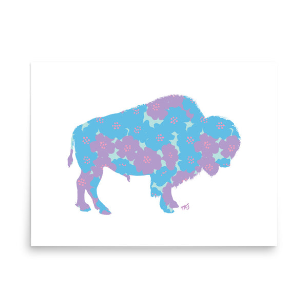 Floral Bison Art Print