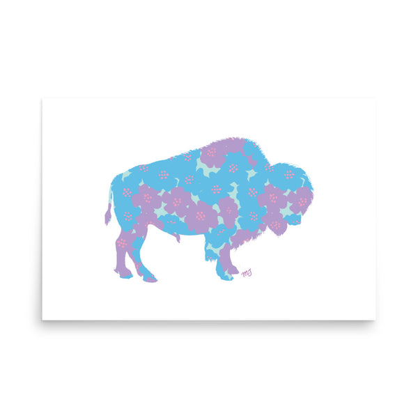 Floral Bison Art Print