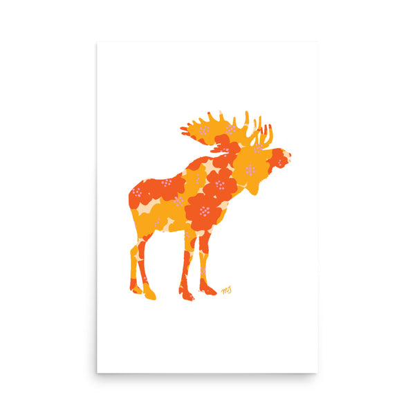 Floral Moose Art Print