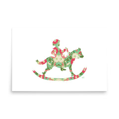 Floral Rocking Horse Art Print