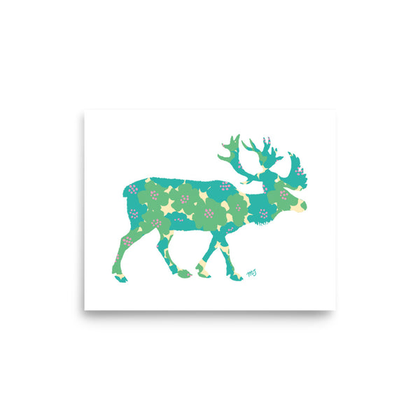 Floral Elk Art Print