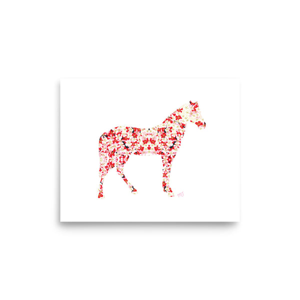 Red Blossom Horse Art Print