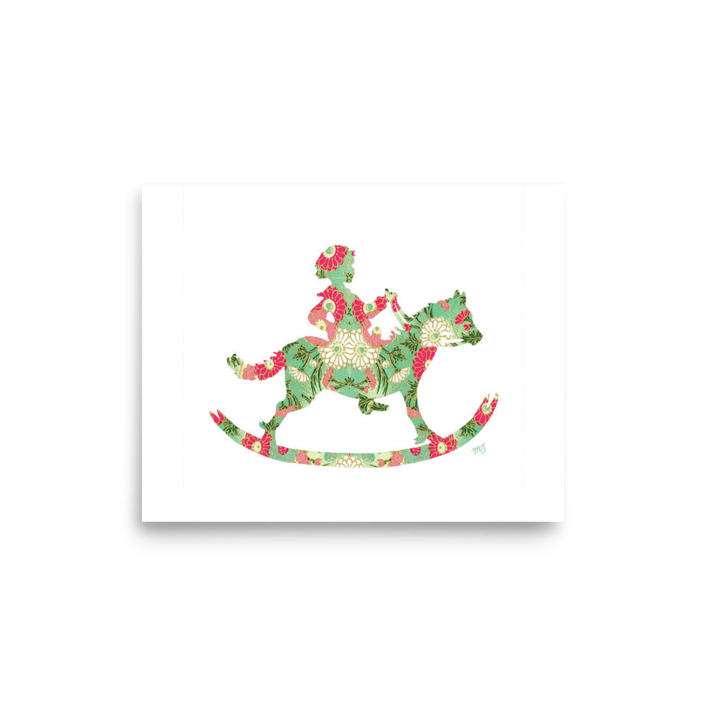 Floral Rocking Horse Art Print