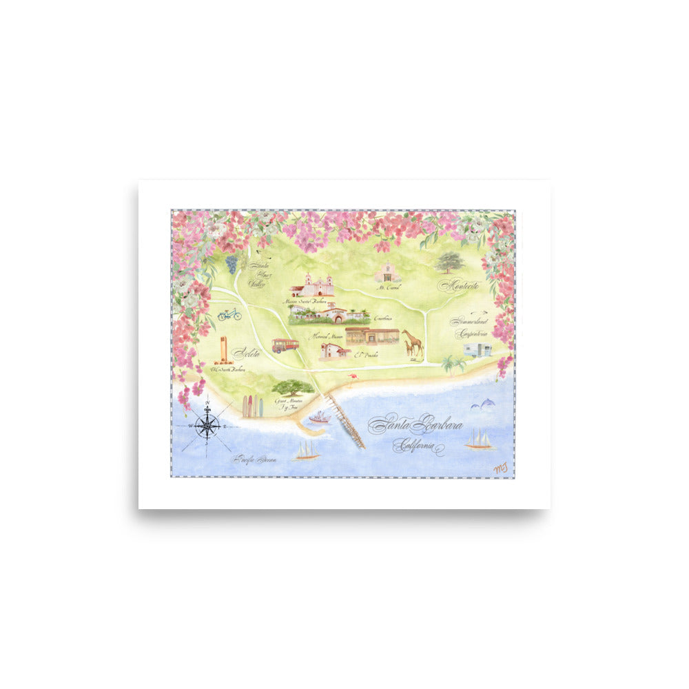 Santa Barbara Map Art Print