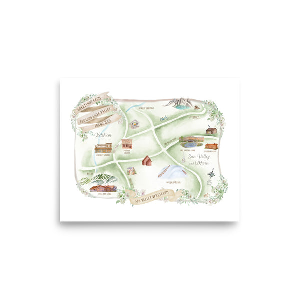 Sun Valley Map Art Print