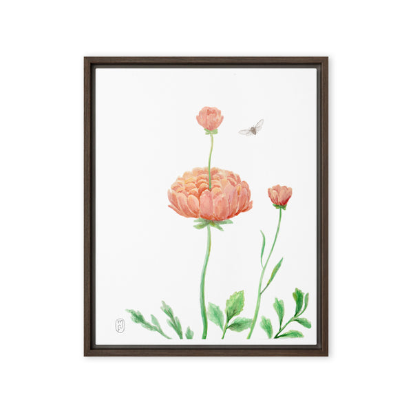 Ranunculus Watercolor Framed 16"x20" Canvas