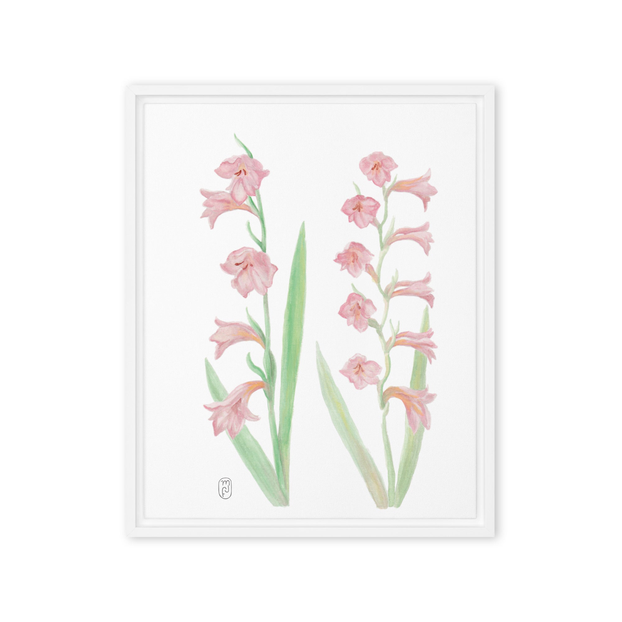 Gladiolus Watercolor Framed 16" x 20" Canvas