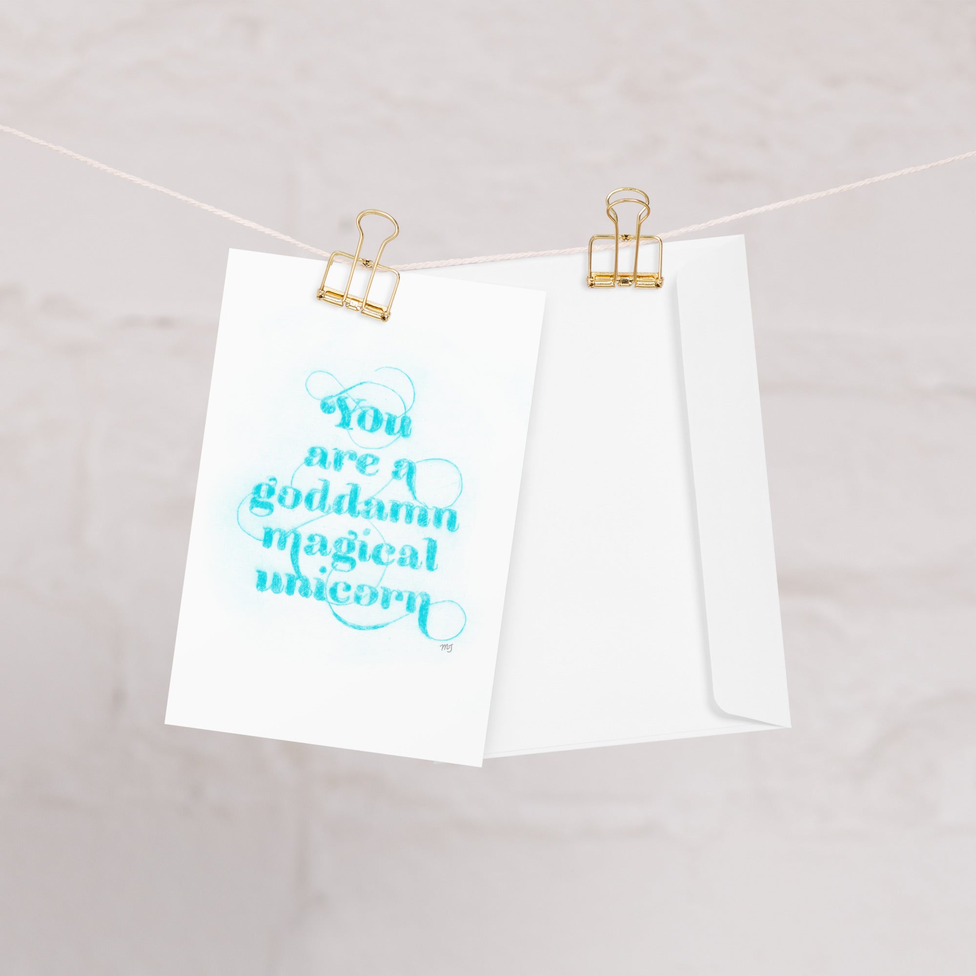 Magical Unicorn Tourquoise Greeting card