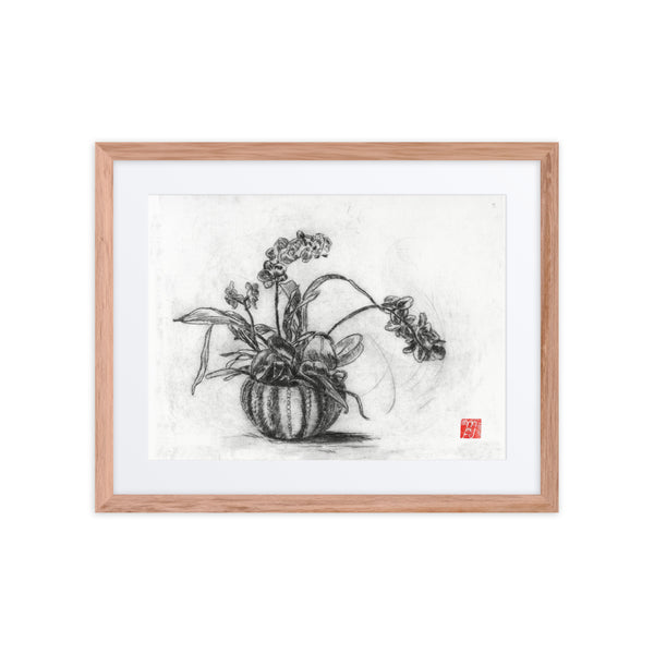 Orchid Etching Framed art print with matt