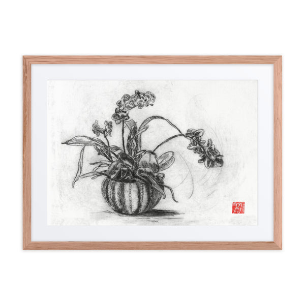 Orchid Etching Framed art print with matt