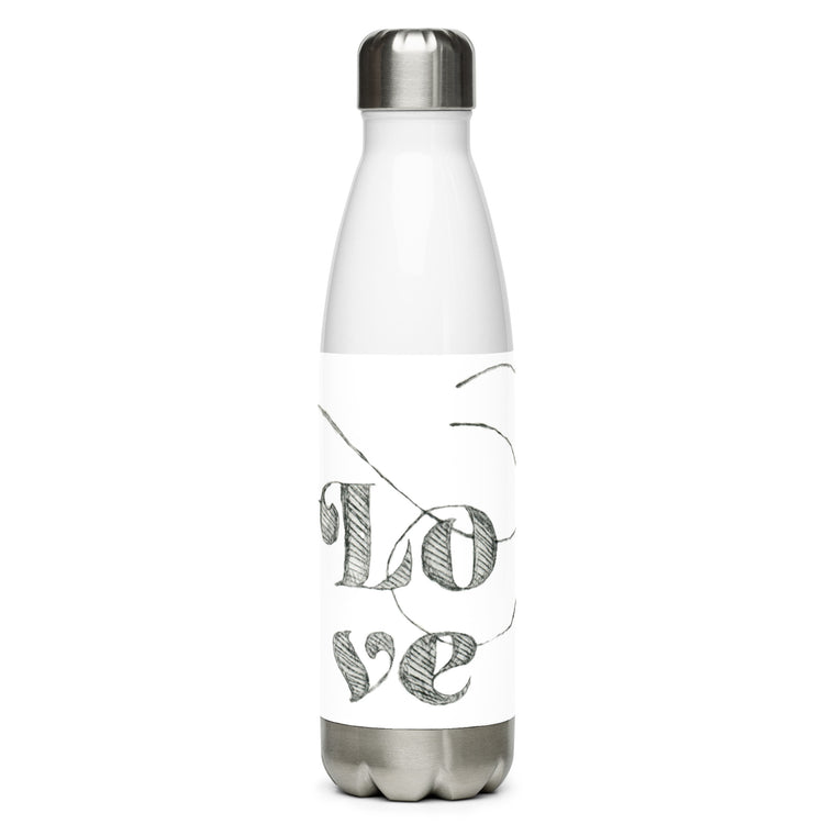 Love Etching in black Stainless steel water bottle