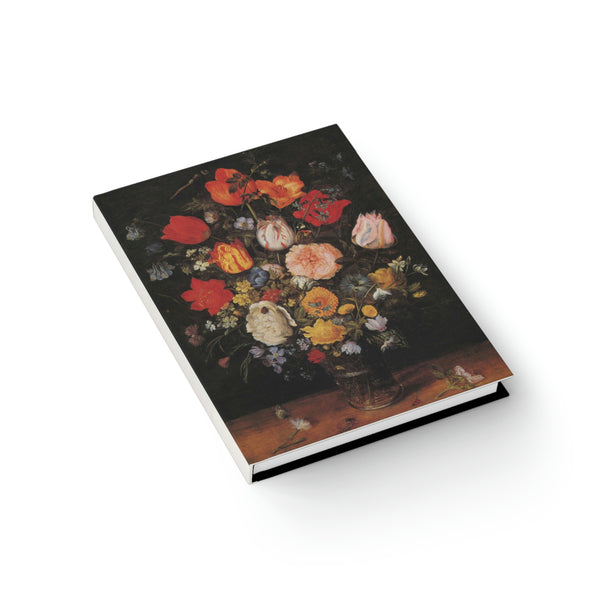 Flemish Bouquet Painting - 5 x 7.25 inches. Ruled Line Journal