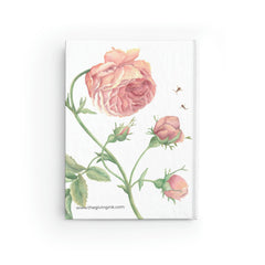 Rustic Rose Watercolor - 5 x 7.25 inches. Ruled Line Journal