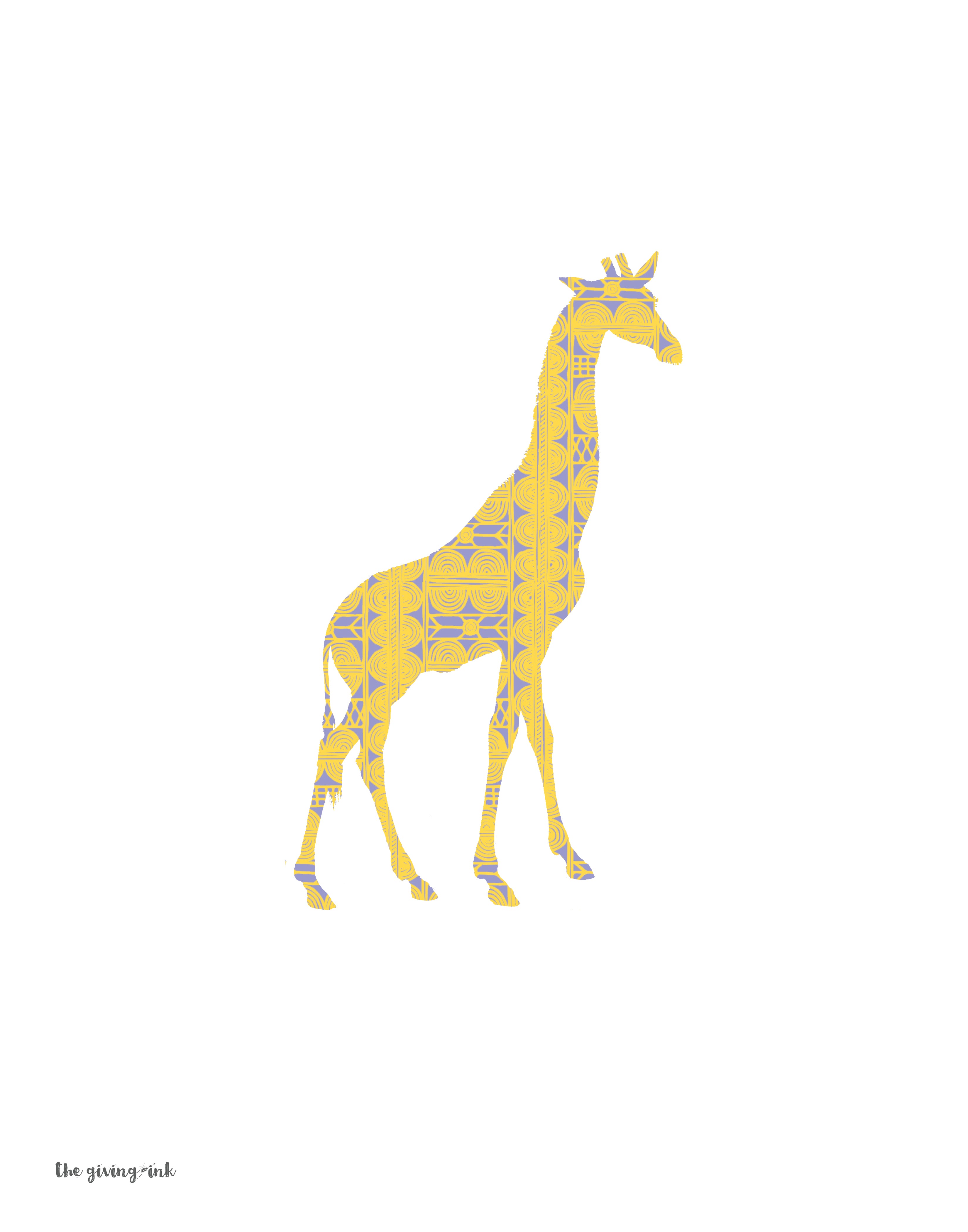 African Giraffe Downloadable Print
