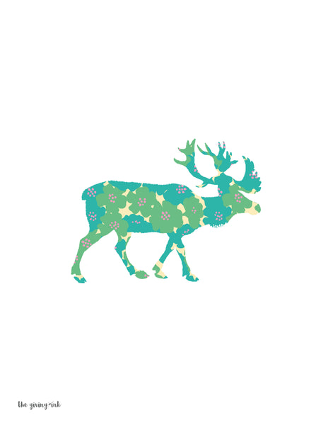 Floral Elk Downloadable Print
