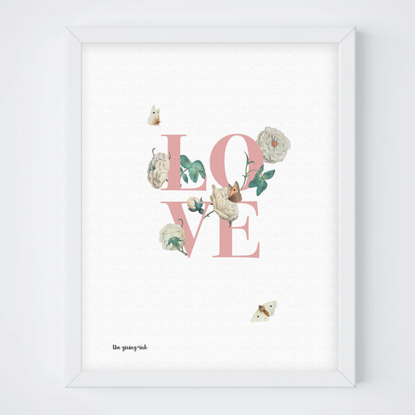 Floral Text Love Downloadable Print