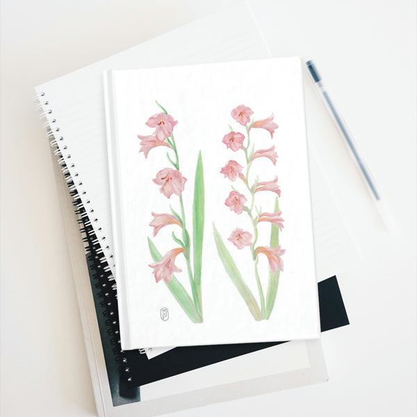 Gladiolus Watercolor - 5 x 7.25 inches. Ruled Line Journal