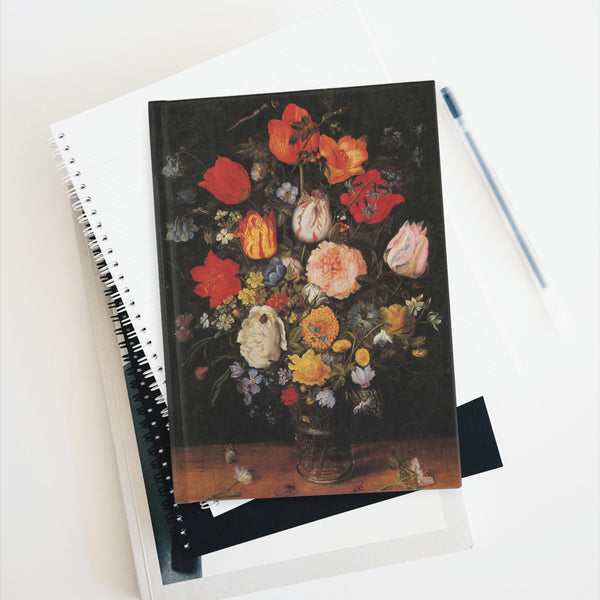 Flemish Bouquet Painting - 5 x 7.25 inches. Ruled Line Journal